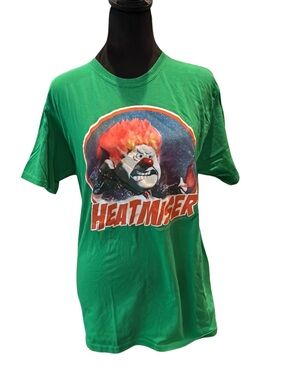 Fruit of the Loom Green Heatmiser Graphic Tee with Red & Orange Accents